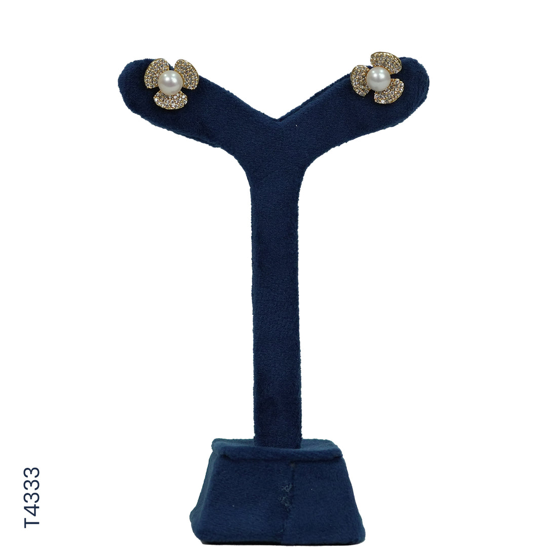 ALLOY GOLD PLATED PEARL TOP WITH CZ (T4333)