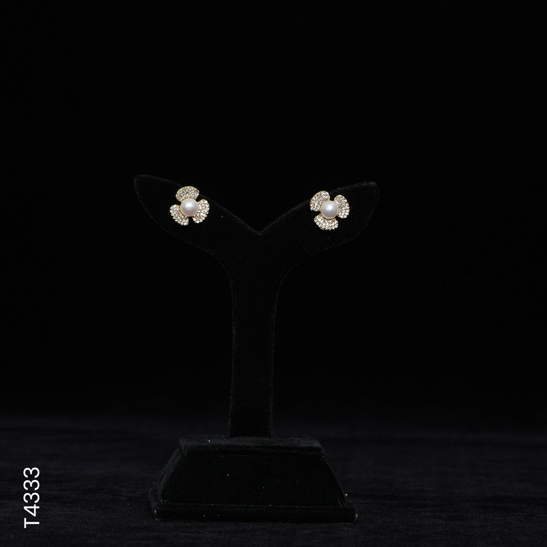 ALLOY GOLD PLATED PEARL TOP WITH CZ (T4333)