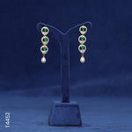Load image into Gallery viewer, ALLOY GOLD PLATED PEARL HANGING WITH GREEN COLOUR STONE, CZ &amp; PEARLS (T4452)