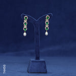 Load image into Gallery viewer, ALLOY GOLD PLATED PEARL HANGING WITH GREEN COLOUR STONE, CZ &amp; PEARLS (T4456)