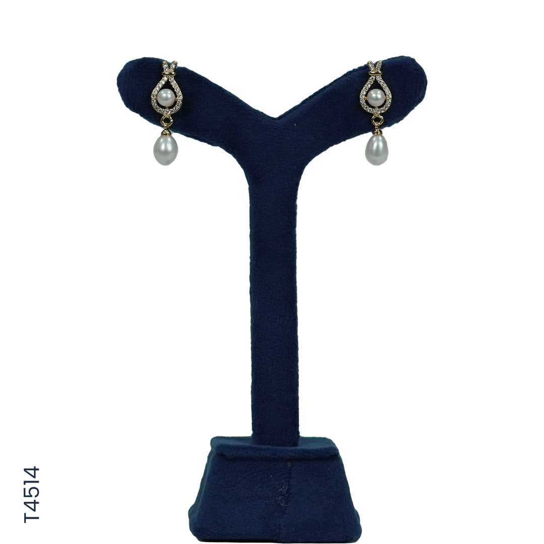 ALLOY GOLD PLATED PEARL HANGING WITH CZ (T4514)