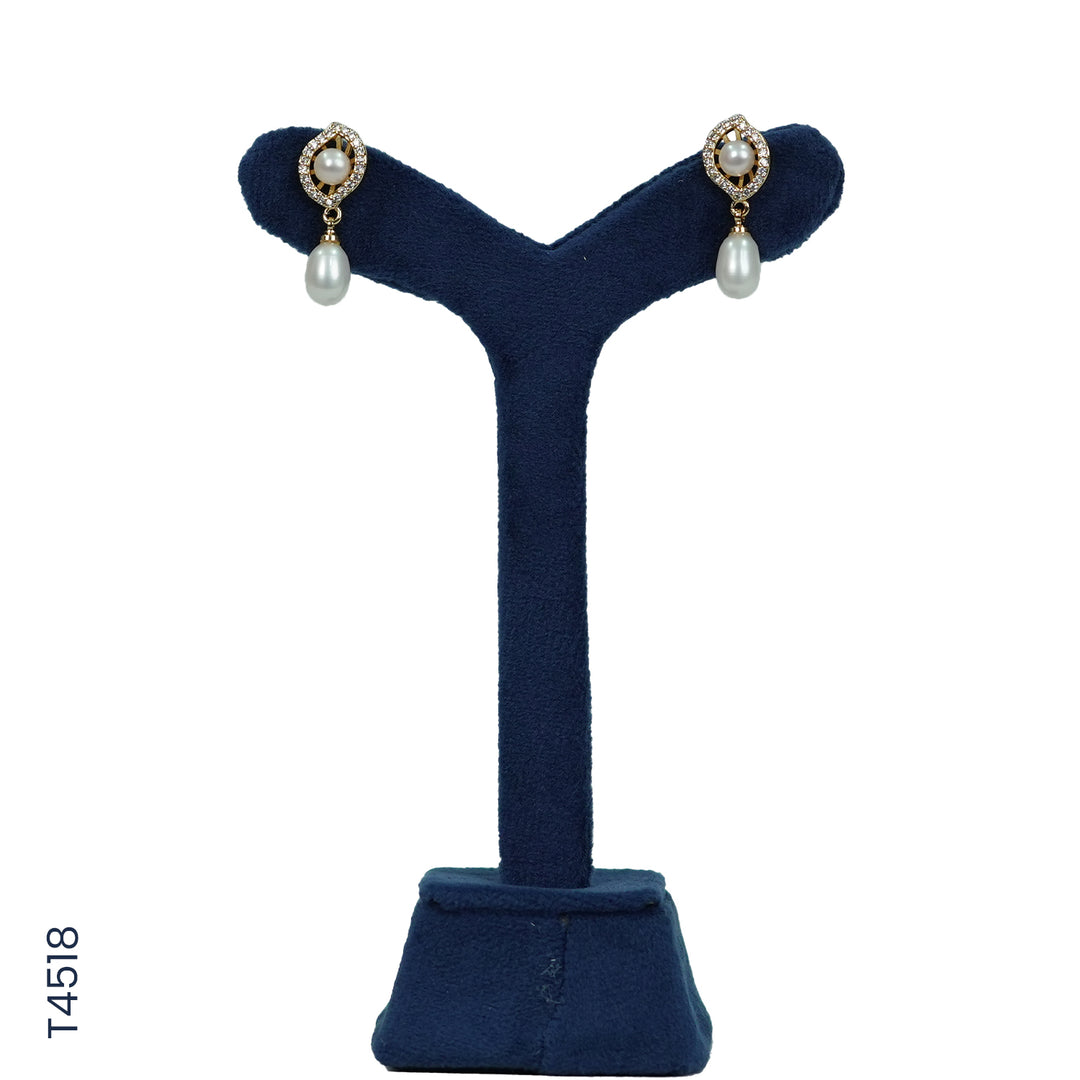 ALLOY GOLD PLATED PEARL HANGING WITH CZ (T4518)