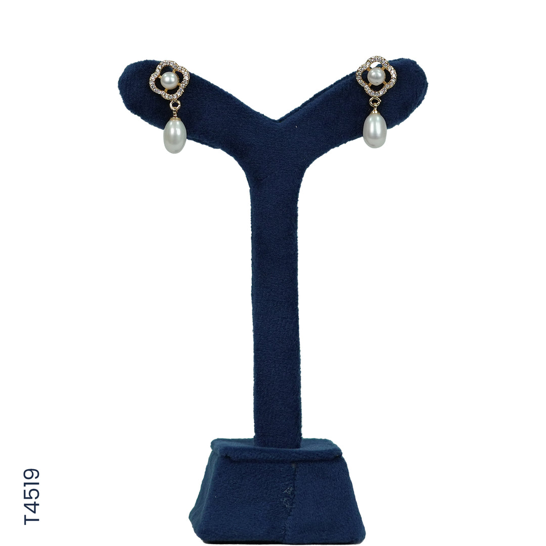 ALLOY GOLD PLATED PEARL HANGING WITH CZ (T4519)