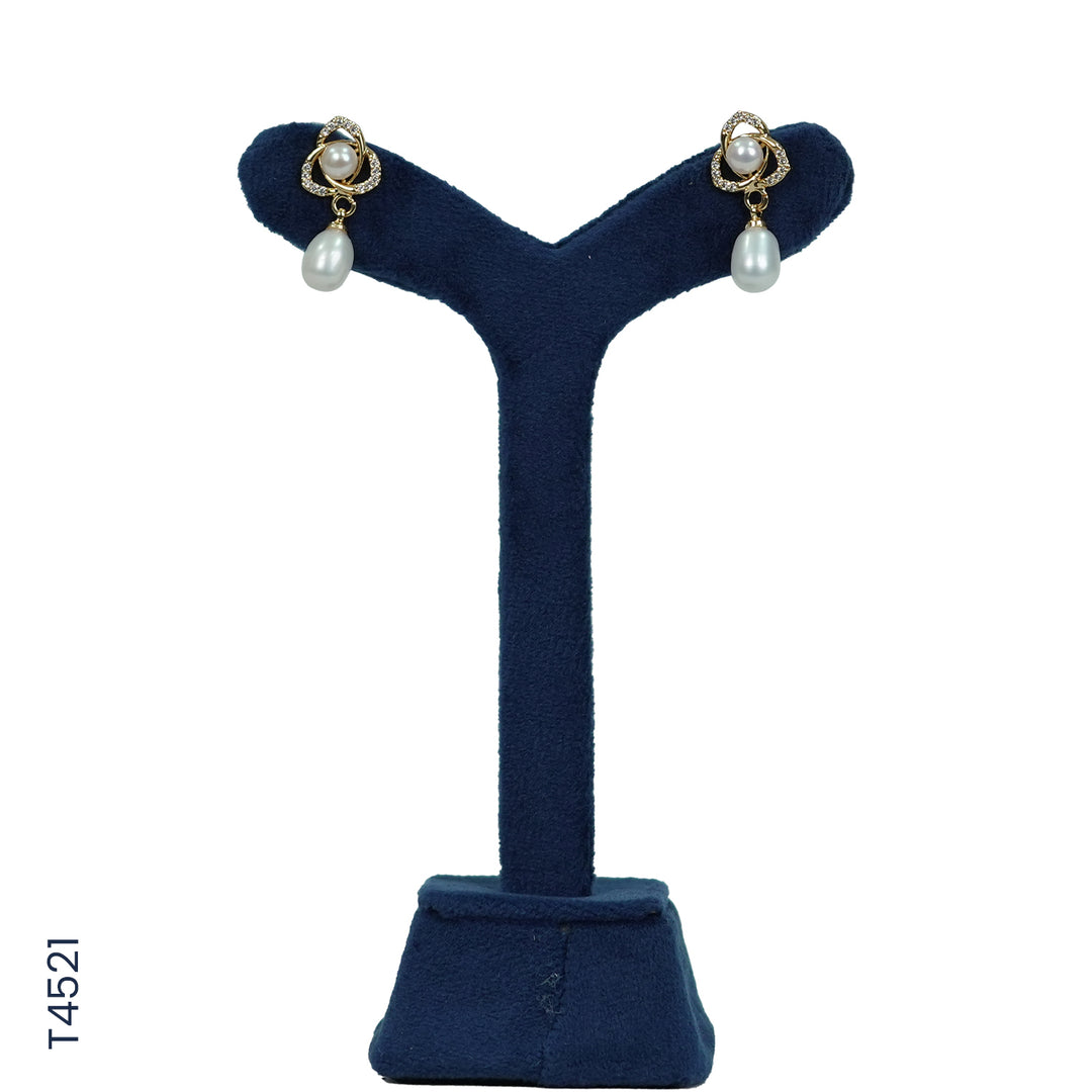 ALLOY GOLD PLATED PEARL HANGING WITH CZ (T4521)