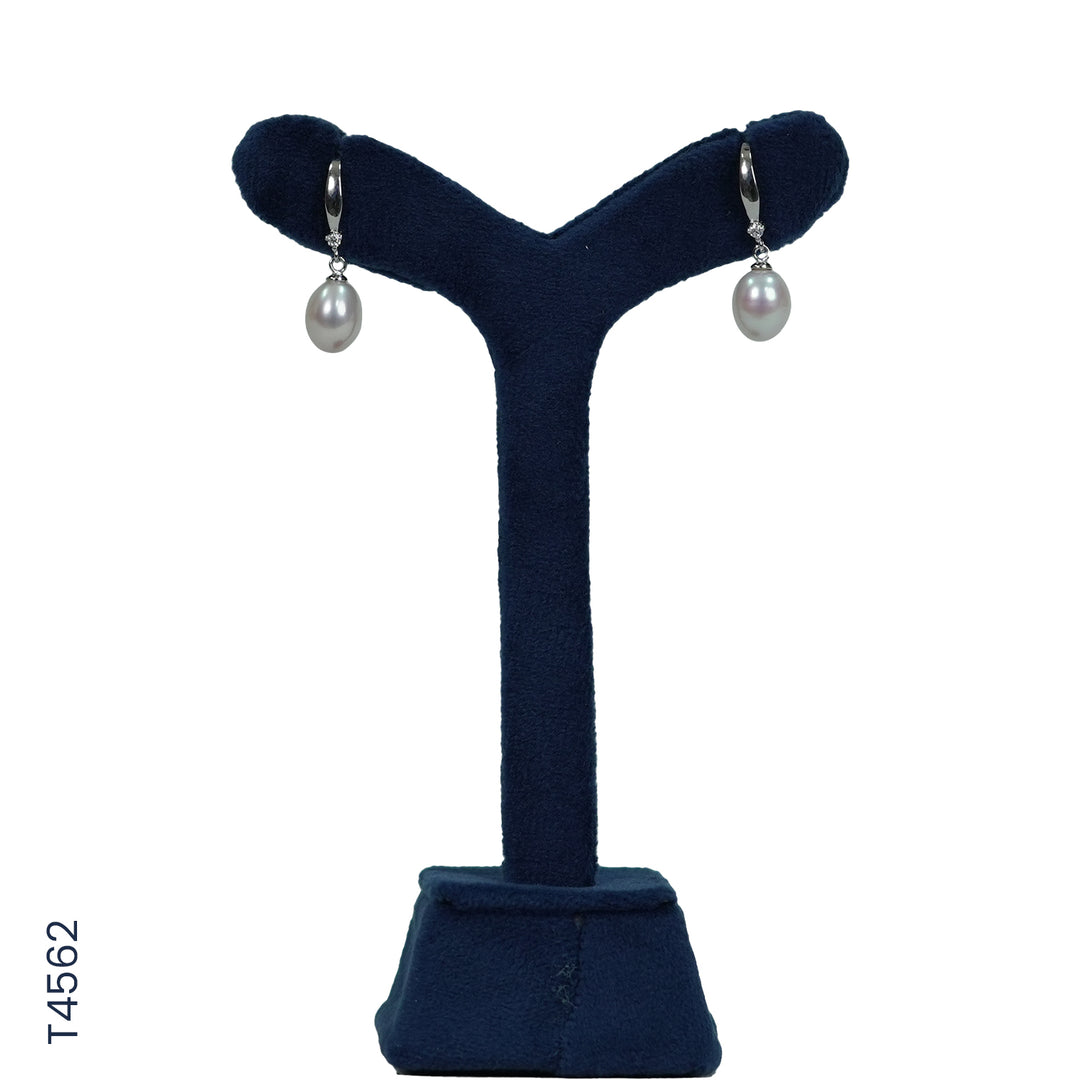 SILVER PEARL TOP HANGING WITH CZ (T4562)