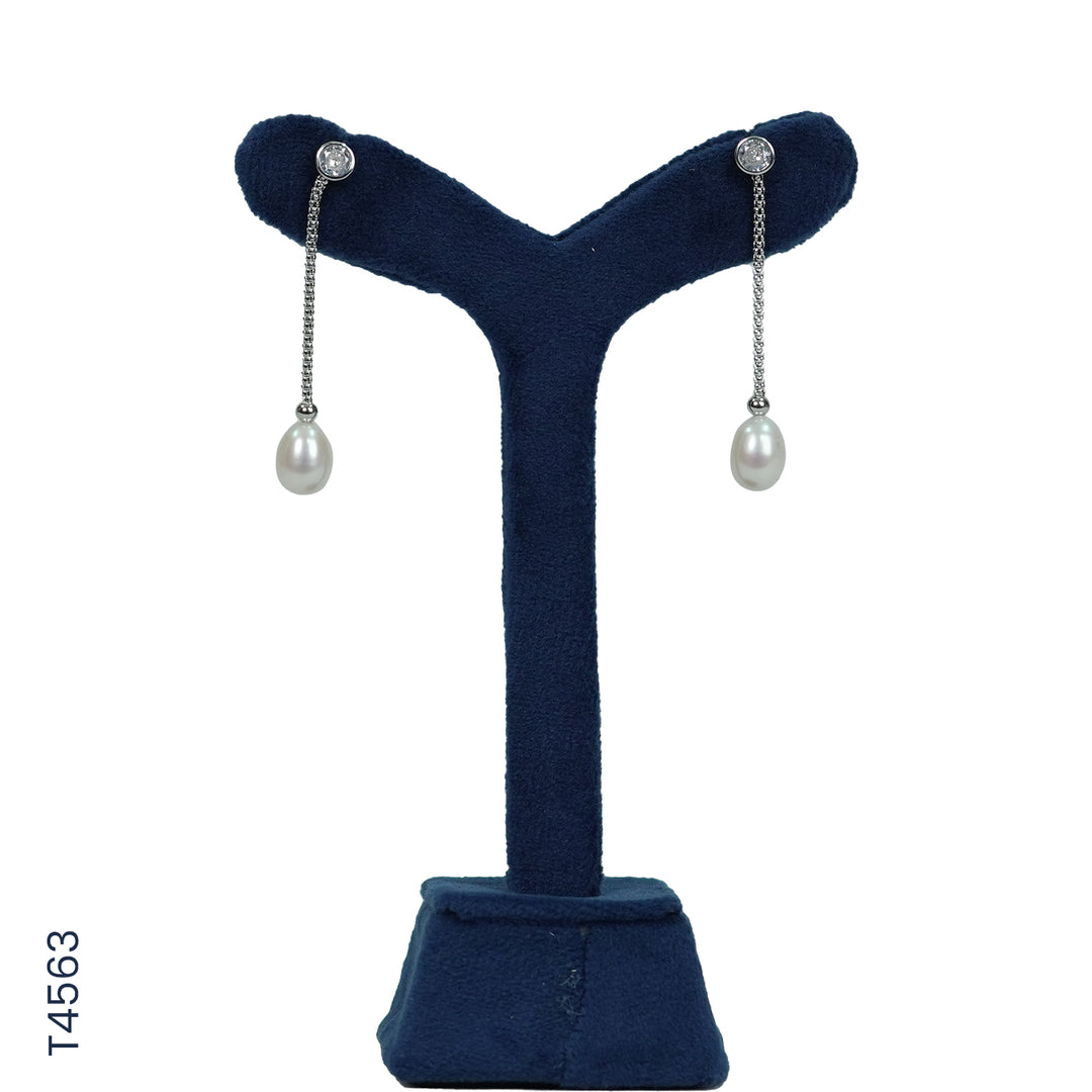 SILVER PEARL HANGING WITH CZ (T4563)