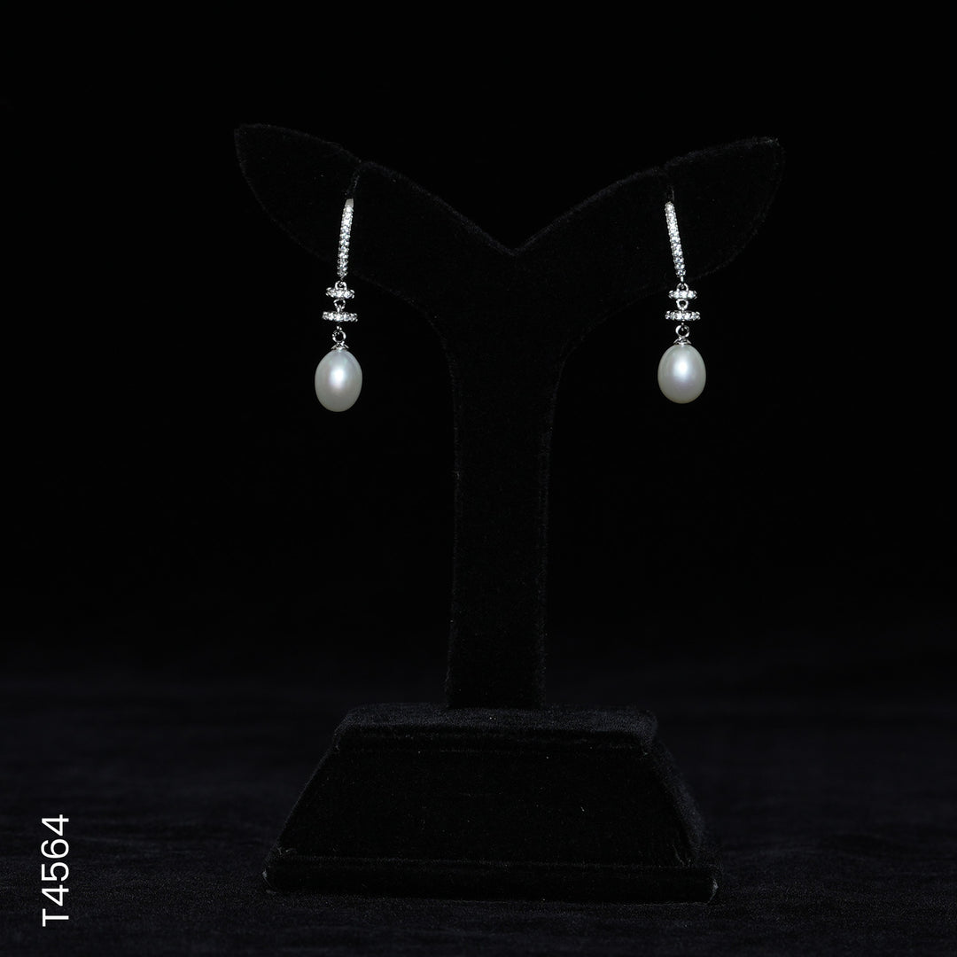 SILVER PEARL HANGING WITH CZ (T4564)