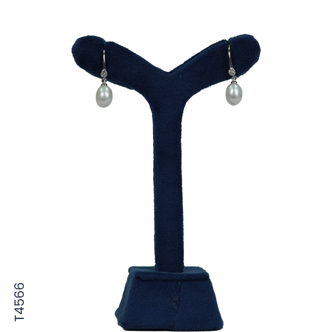 SILVER PEARL TOP HANGING WITH CZ (T4566)