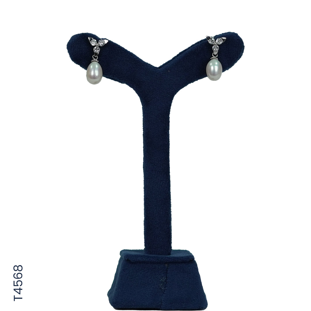 SILVER PEARL HANGING WITH CZ (T4568)