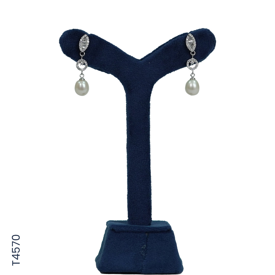 SILVER PEARL HANGING WITH CZ (T4570)