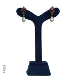 Load image into Gallery viewer, ALLOY GOLD PLATED PEARL HANGING WITH RED &amp; GREEN COLOUR STONE &amp; PEARLS (T4612)