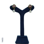 Load image into Gallery viewer, ALLOY GOLD PLATED PEARL HANGING WITH RED &amp; GREEN COLOUR STONE &amp; PEARLS (T4613)