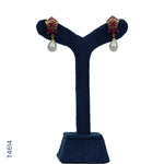 Load image into Gallery viewer, ALLOY GOLD PLATED PEARL HANGING WITH RED COLOUR STONE &amp; PEARLS (T4614)