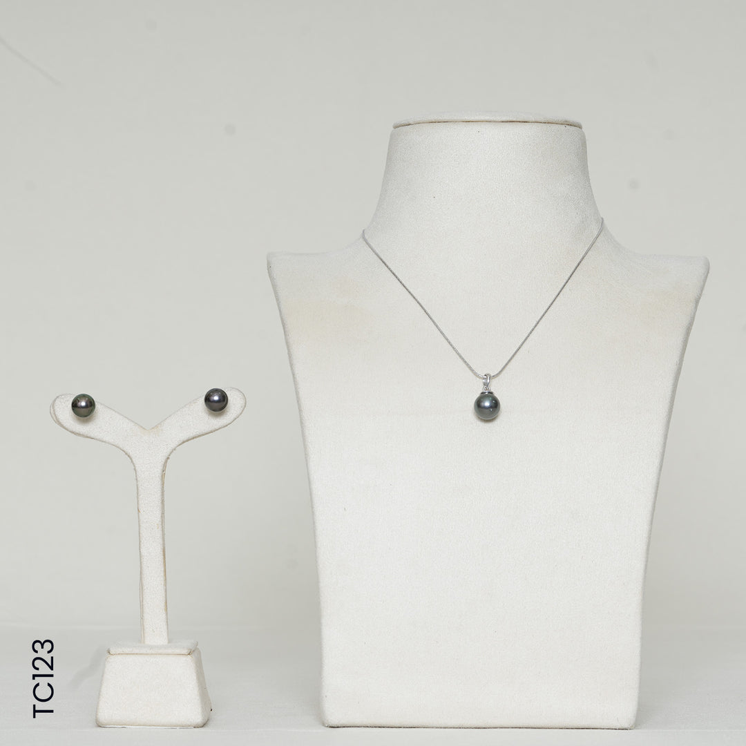SILVER H/SET WITH TAHITIGREY PEARL (TC123)