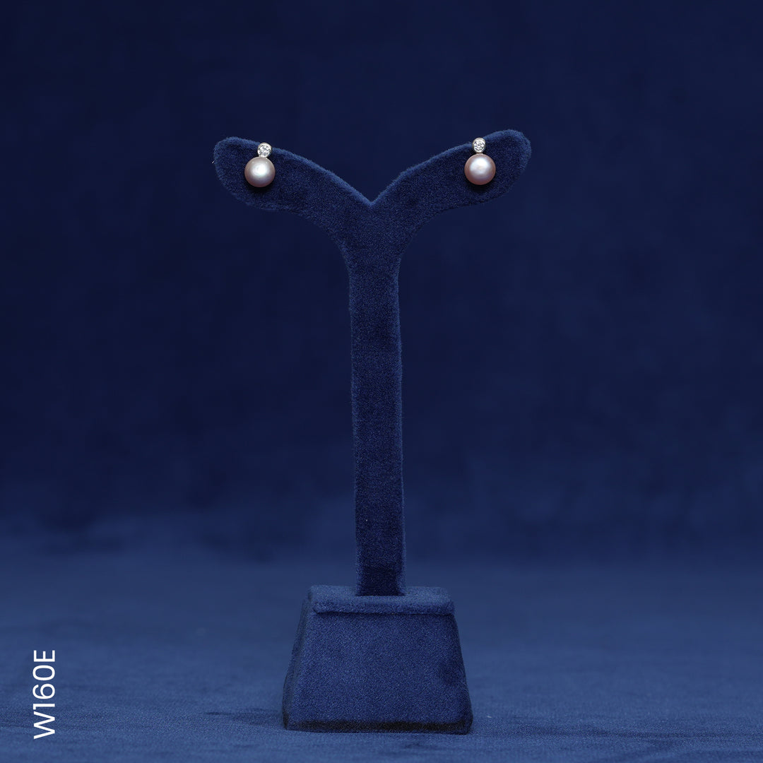 SILVER COLOR PEARL TOP WITH CZ (T - W160E)