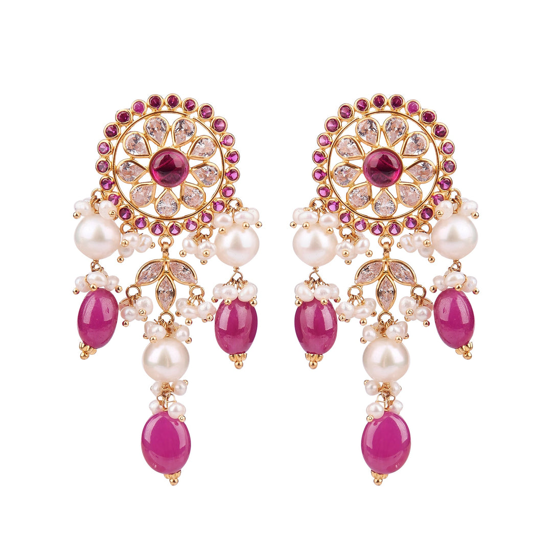 Pearl Gold With Gemstone Earring Gtp2174