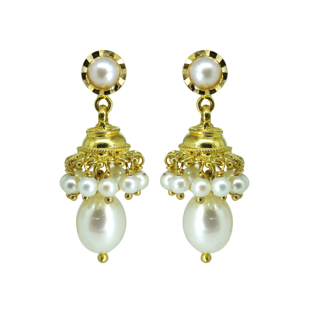 Gold Pearl Jhumkas -GTJH766