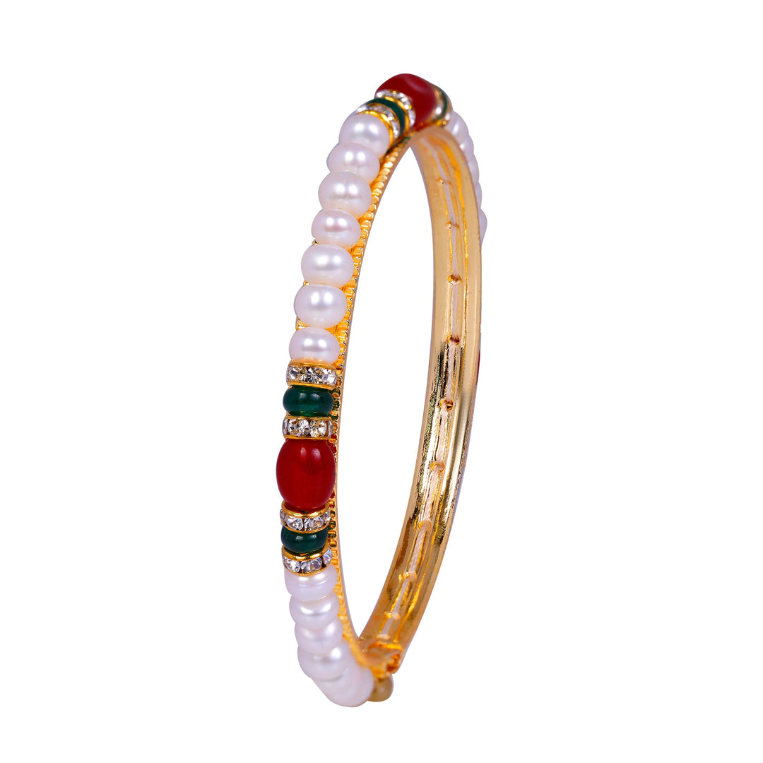 Pearl Bangle with multi color stones B0134