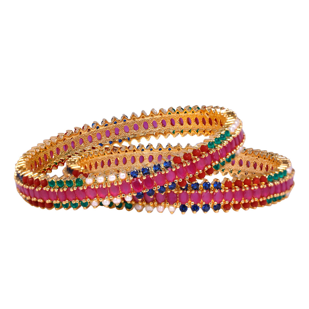 Pearl Bangle with multi color stones B0632