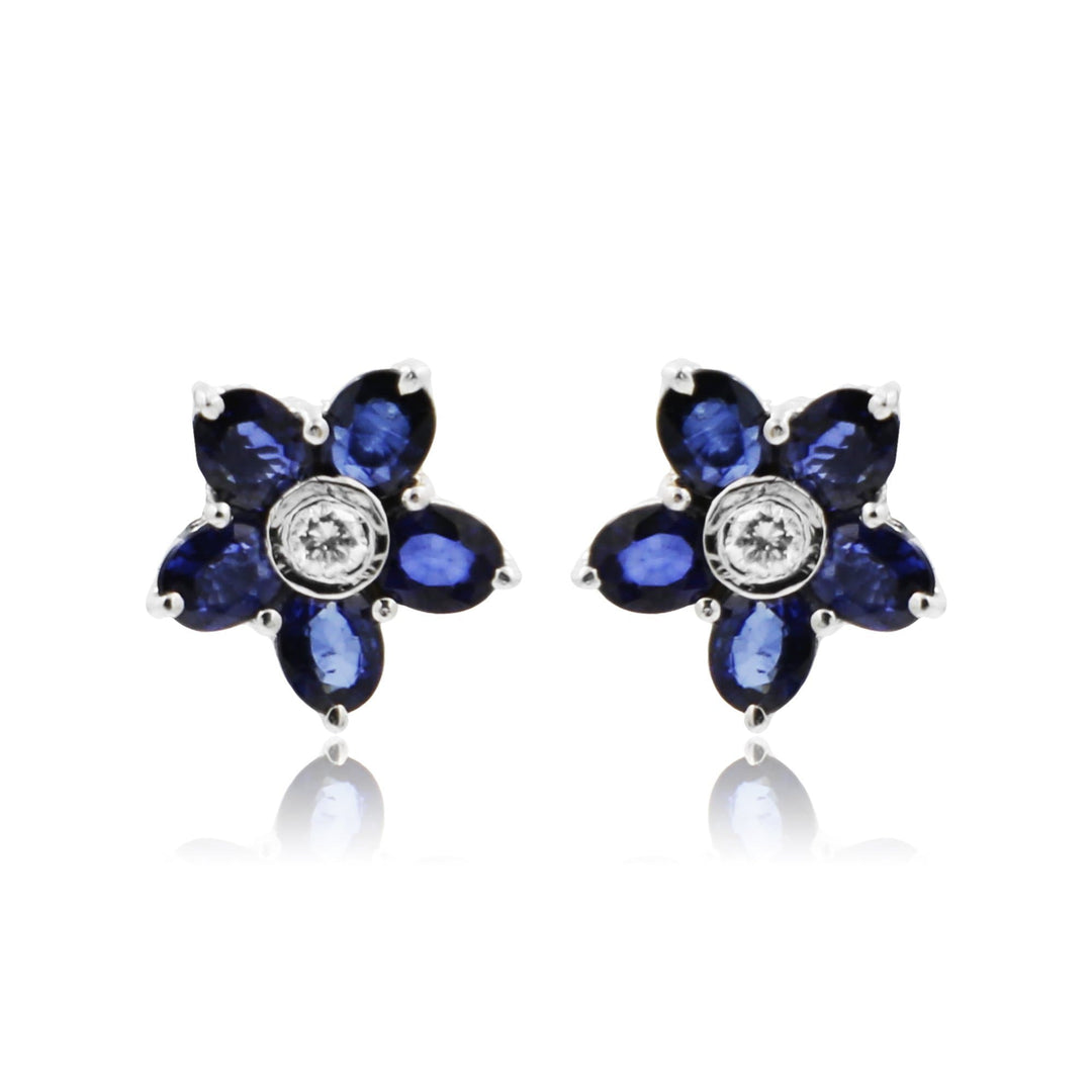 Blue Sapphire White gold Earrings -GTBS263 KrishnaPearlsandJewellers