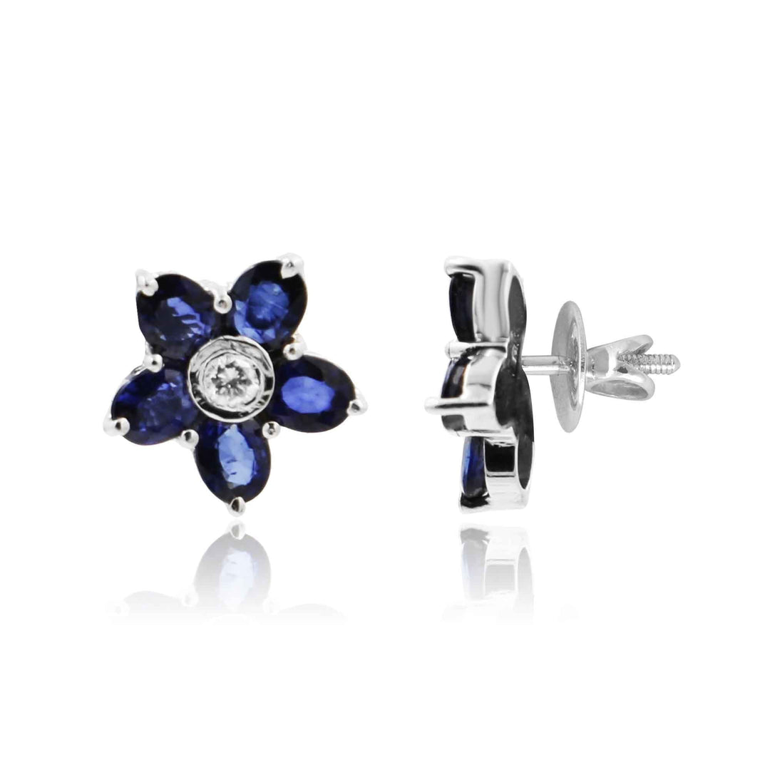 Blue Sapphire White gold Earrings -GTBS263 KrishnaPearlsandJewellers