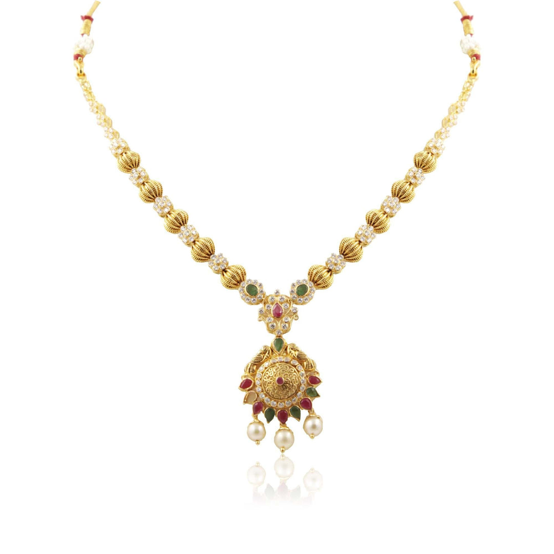 CZ Stone -Necklace - PGN0673 KrishnaPearlsandJewellers