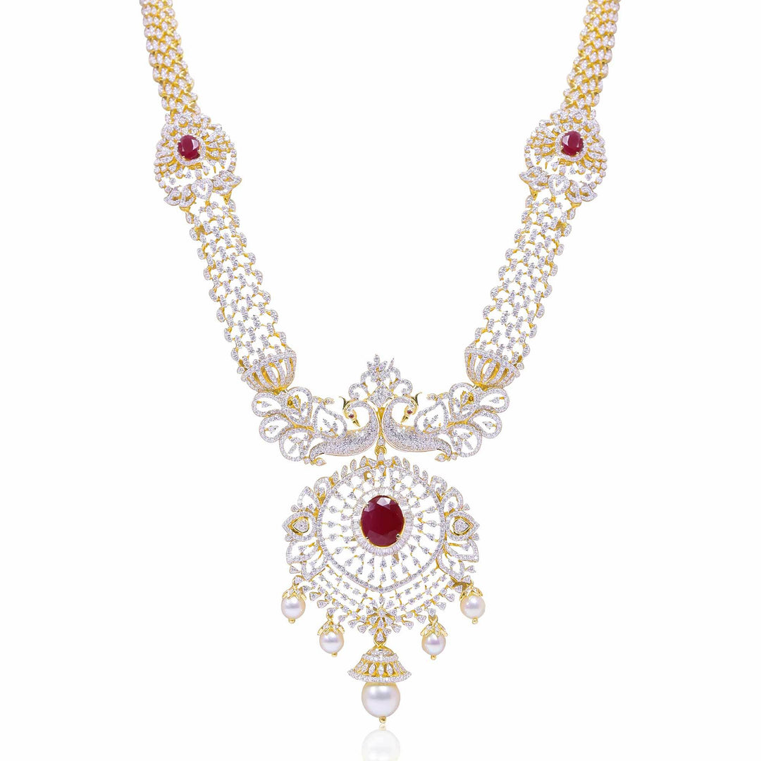 Diamond -Peacock Necklace -H17146 KrishnaPearlsandJewellers