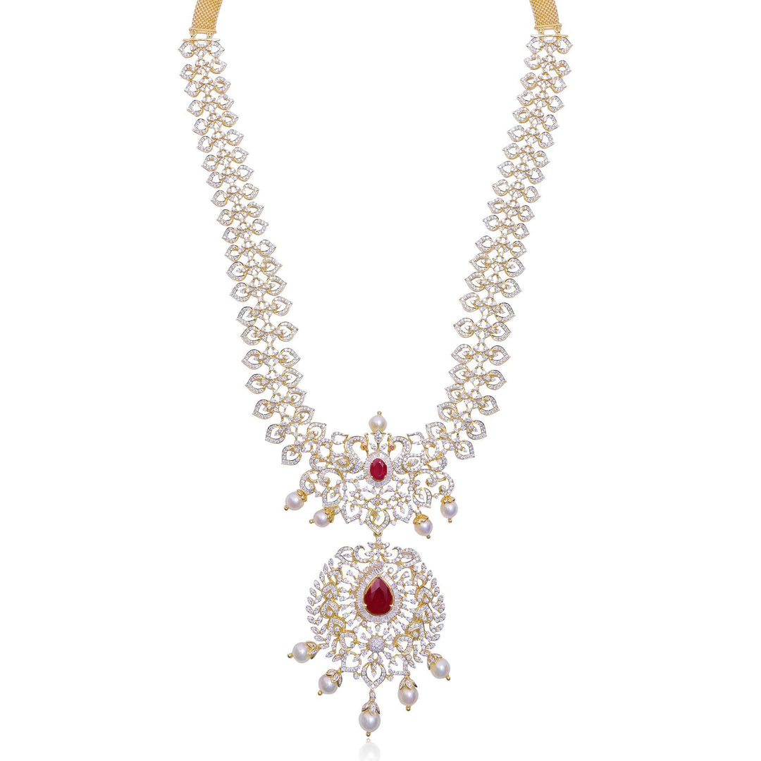 Diamond -Peacock Necklace -H17173. KrishnaPearlsandJewellers