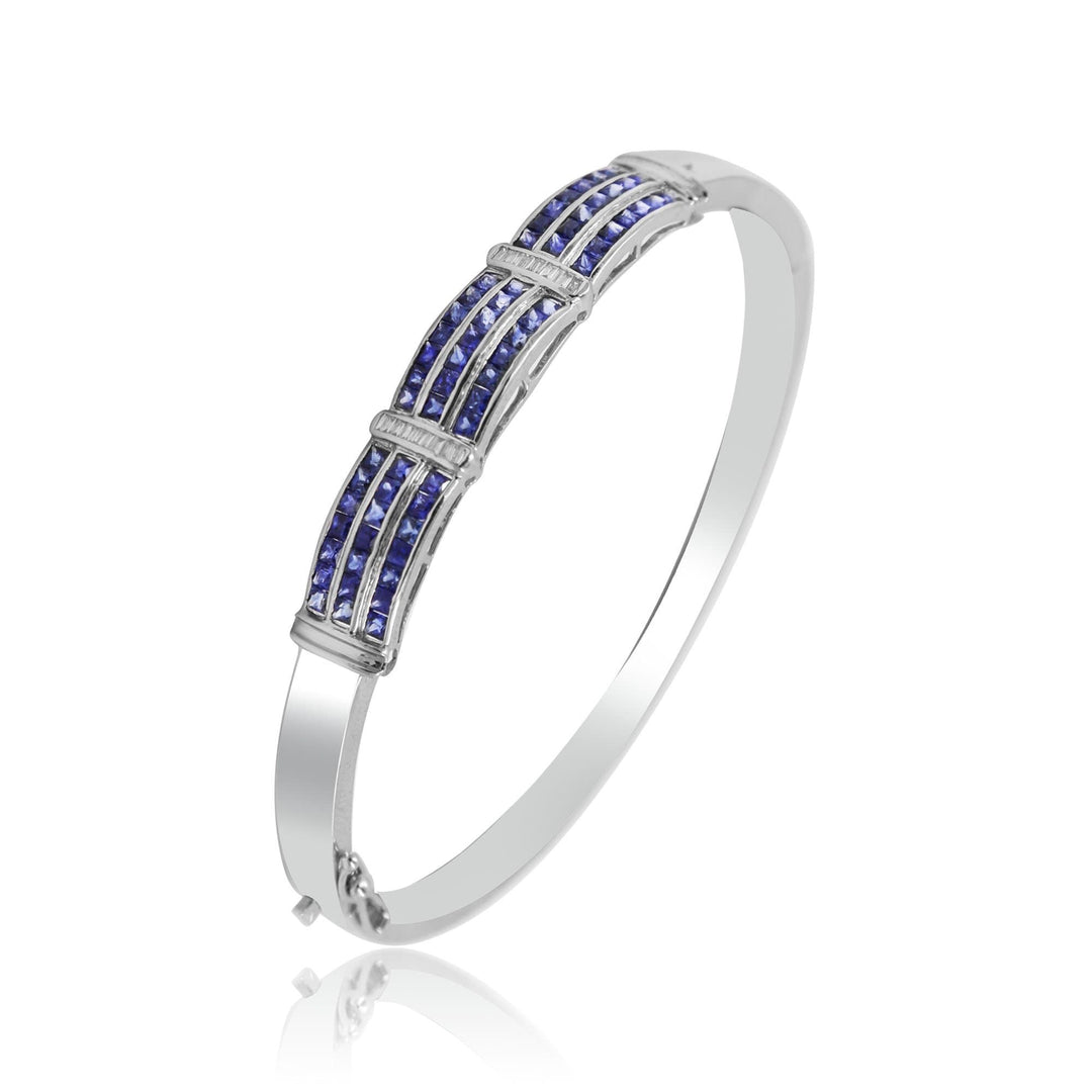 Diamond Bracelet with Blue sapphire Stone's in White Gold -GBBS069 KrishnaPearlsandJewellers