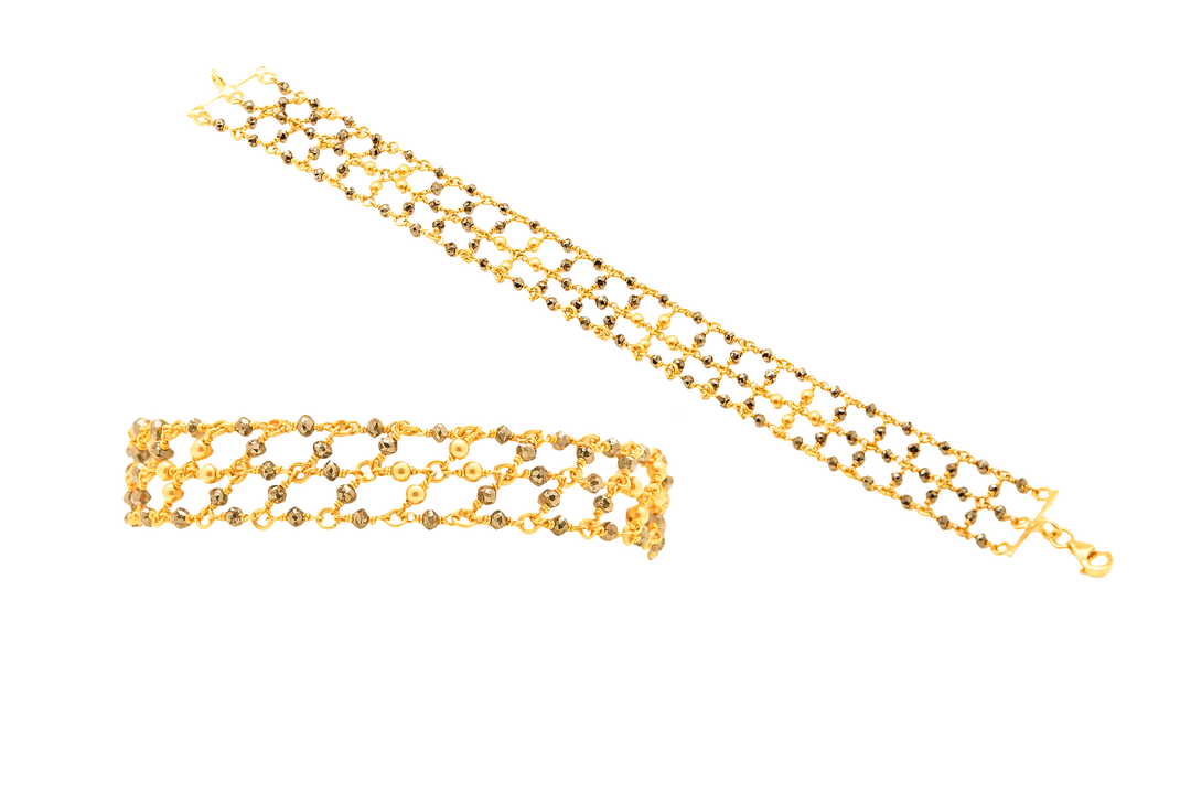 GOLD BLACK DIAMOND BEADS BRACELET - GBBD004