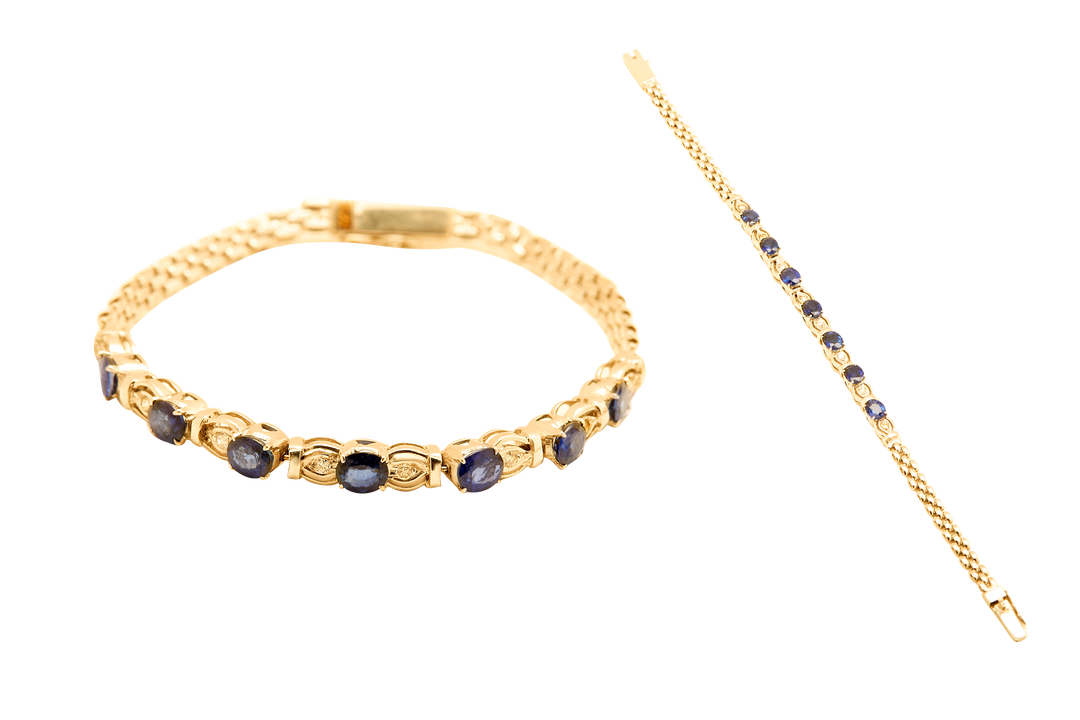 GOLD BRACELET WITH BLUE SAPPHIRE STONES