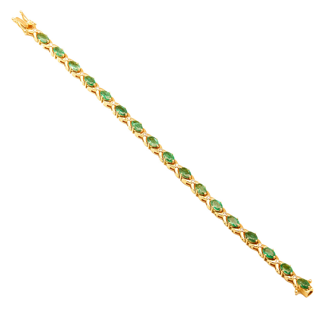 GOLD BRACELET WITH EMERALD STONE - GBE0040