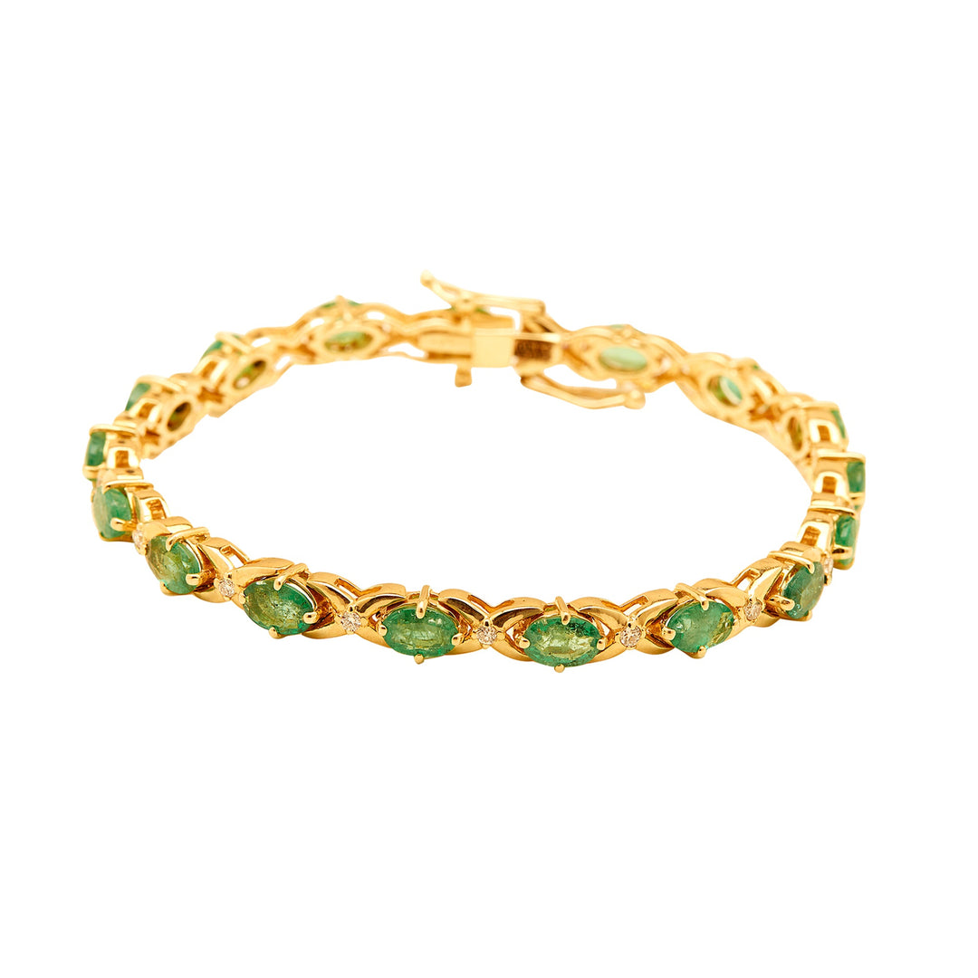 GOLD BRACELET WITH EMERALD STONE - GBE0040