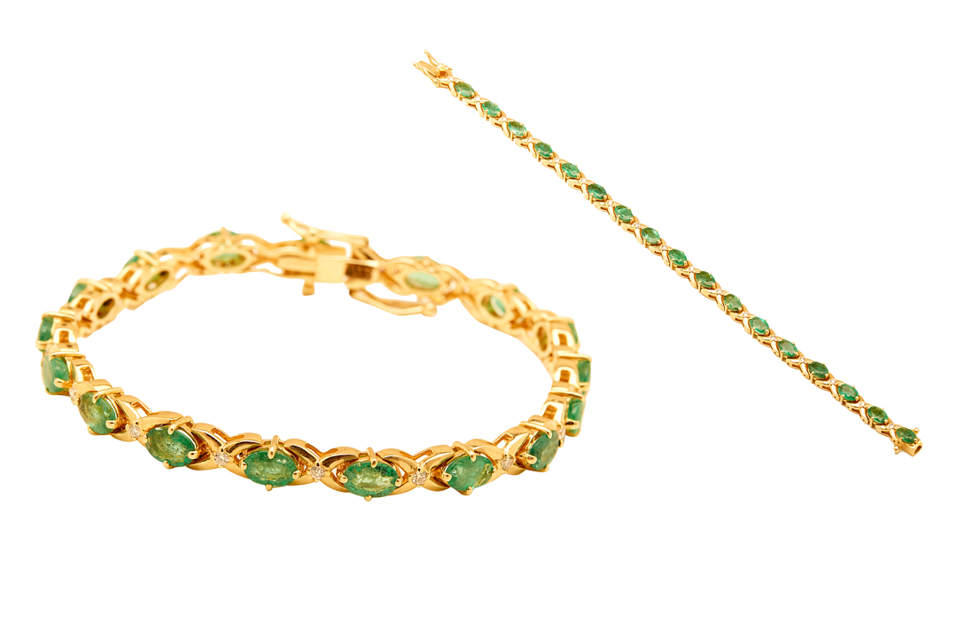 GOLD BRACELET WITH EMERALD STONE - GBE0040
