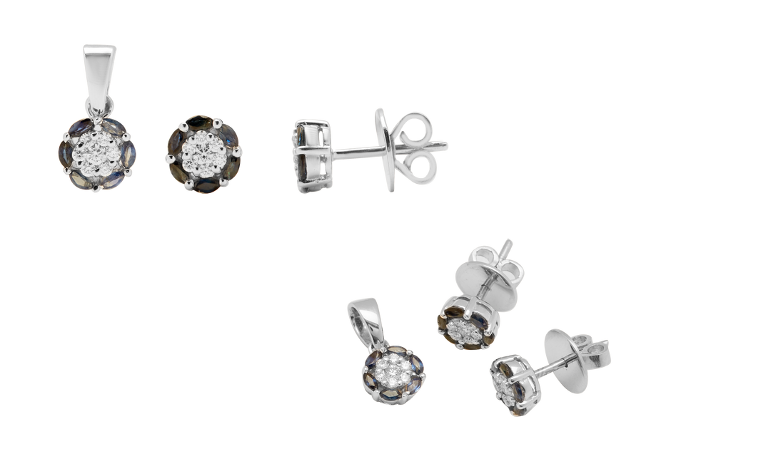 GOLD BLUE SAPPHIRE DIAMOND TOPS WITH PENDANT - GPBS087