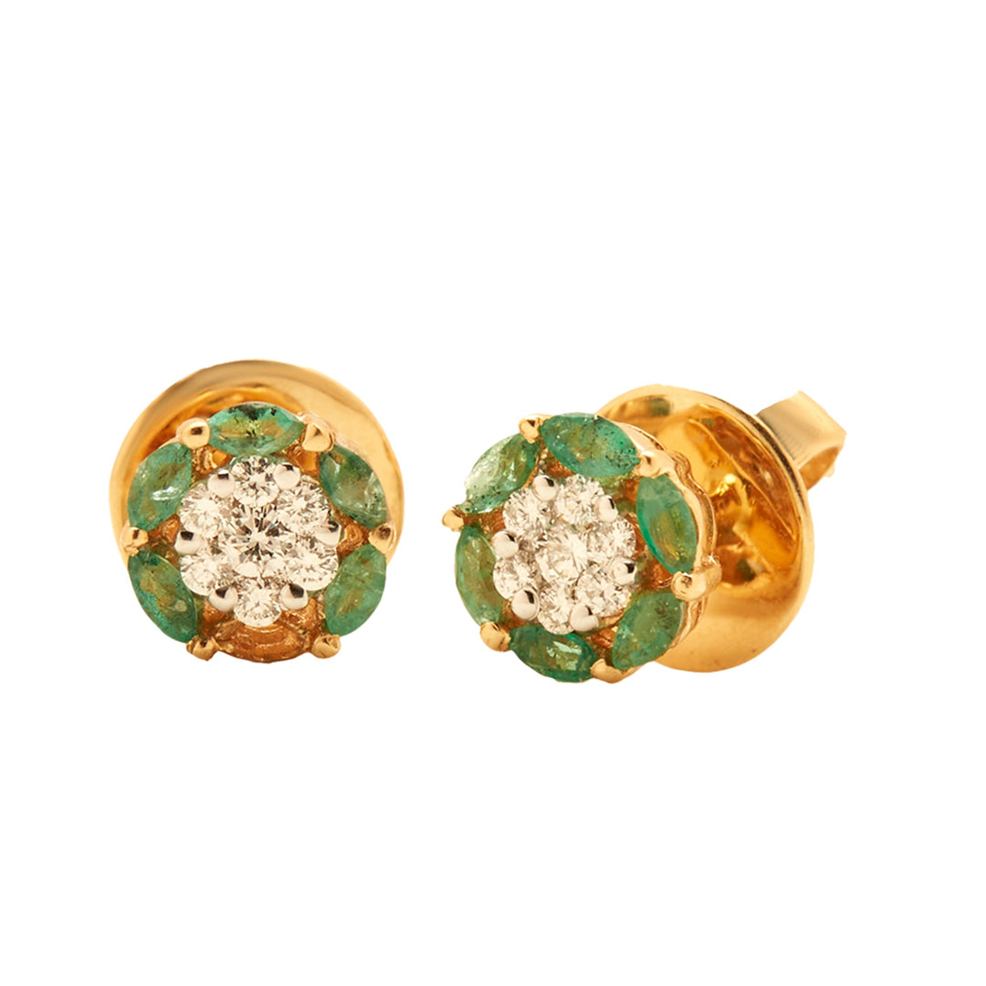 GOLD EMERALD DIAMOND TOPS WITH PENDANTS - GPE0148