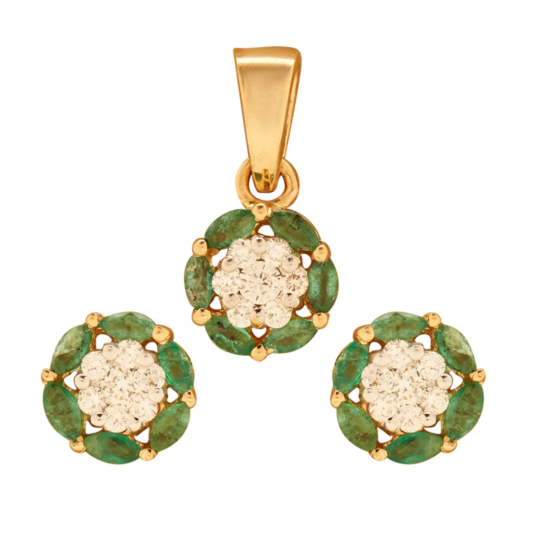 GOLD EMERALD DIAMOND TOPS WITH PENDANTS - GPE0148