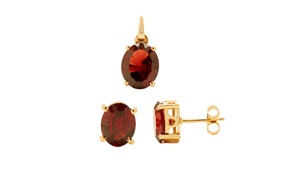 GOLD GARNET SEMI PRECIOUS TOPS WITH PENDANT - GPSM388