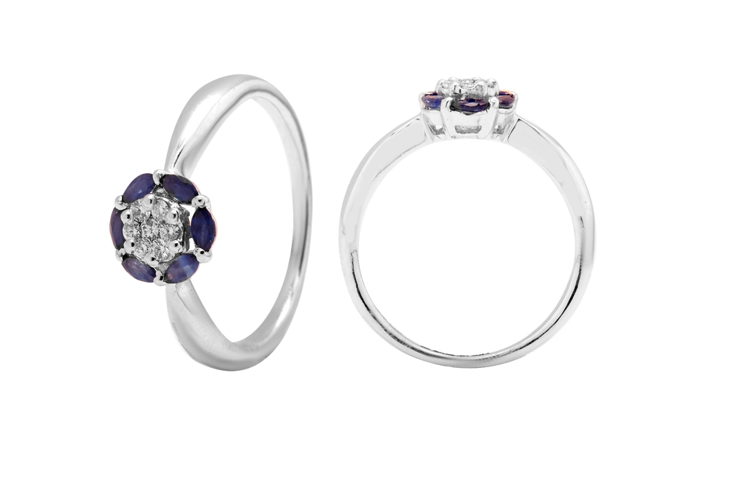 GOLD BLUE SAPPHIRE DIAMOND RING - GRBS280