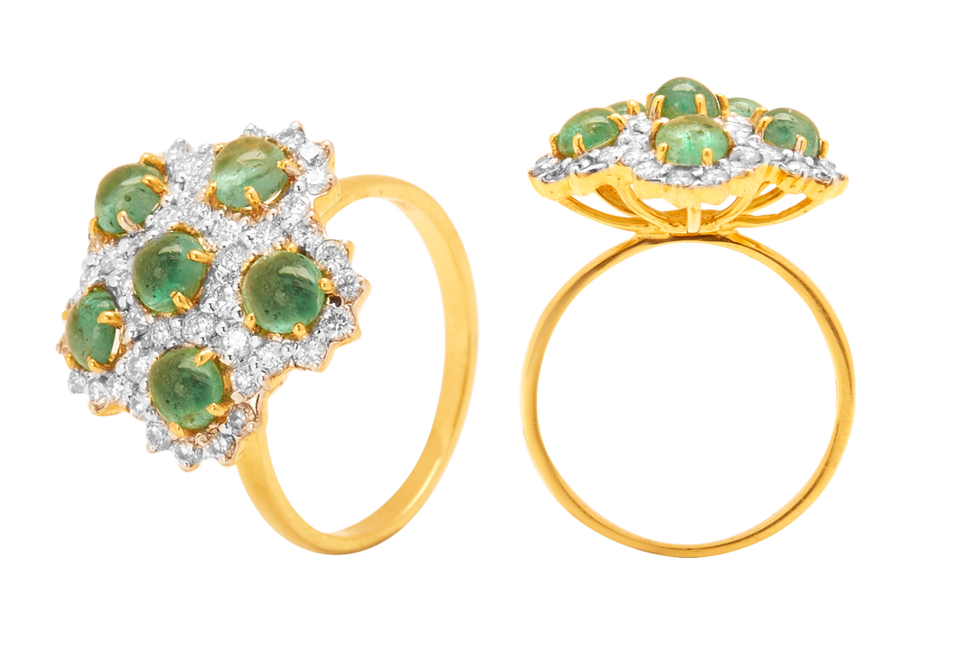 GOLD EMERALD DIAMOND RING - GRE0304