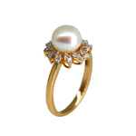 Load image into Gallery viewer, Gold Pearl With Diamond Ring-GRPD177