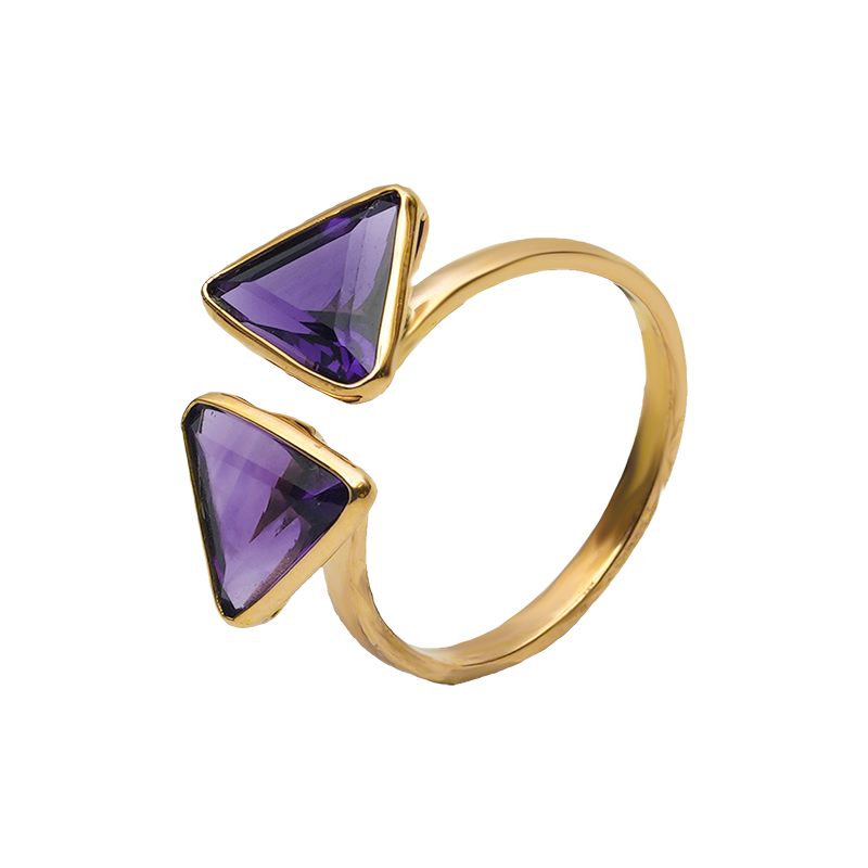 Gold Ring Semi Precious Yellow Gold Amethyst S-16 Grsm626