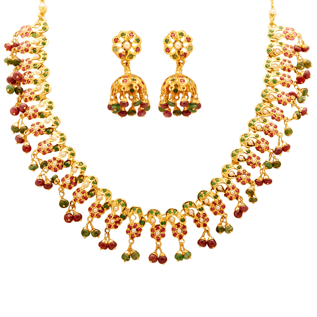 GOLD MULTISTONE PEARL HALF-SET - GSMS401