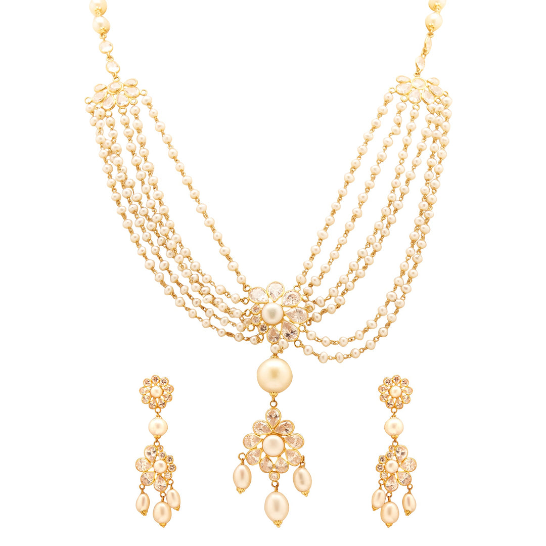 GOLD PEARL CZ HALF-SET - GSPS812