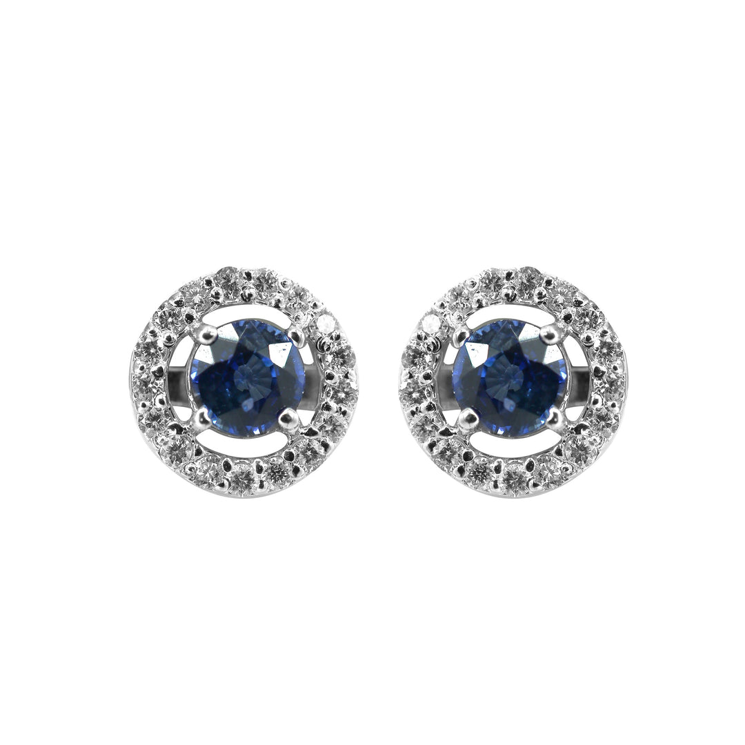 Blue Sapphire White gold Earrings -GTBS324