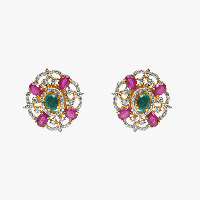 Gold Tops Diamond Studs Yellow Gold Multi Stone Gtd1941