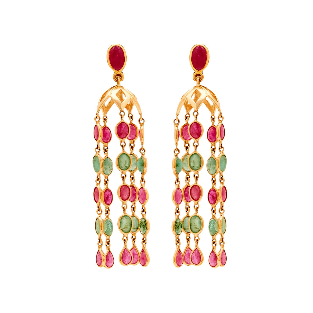 Gold Multistone Jhumkas-GTMS475