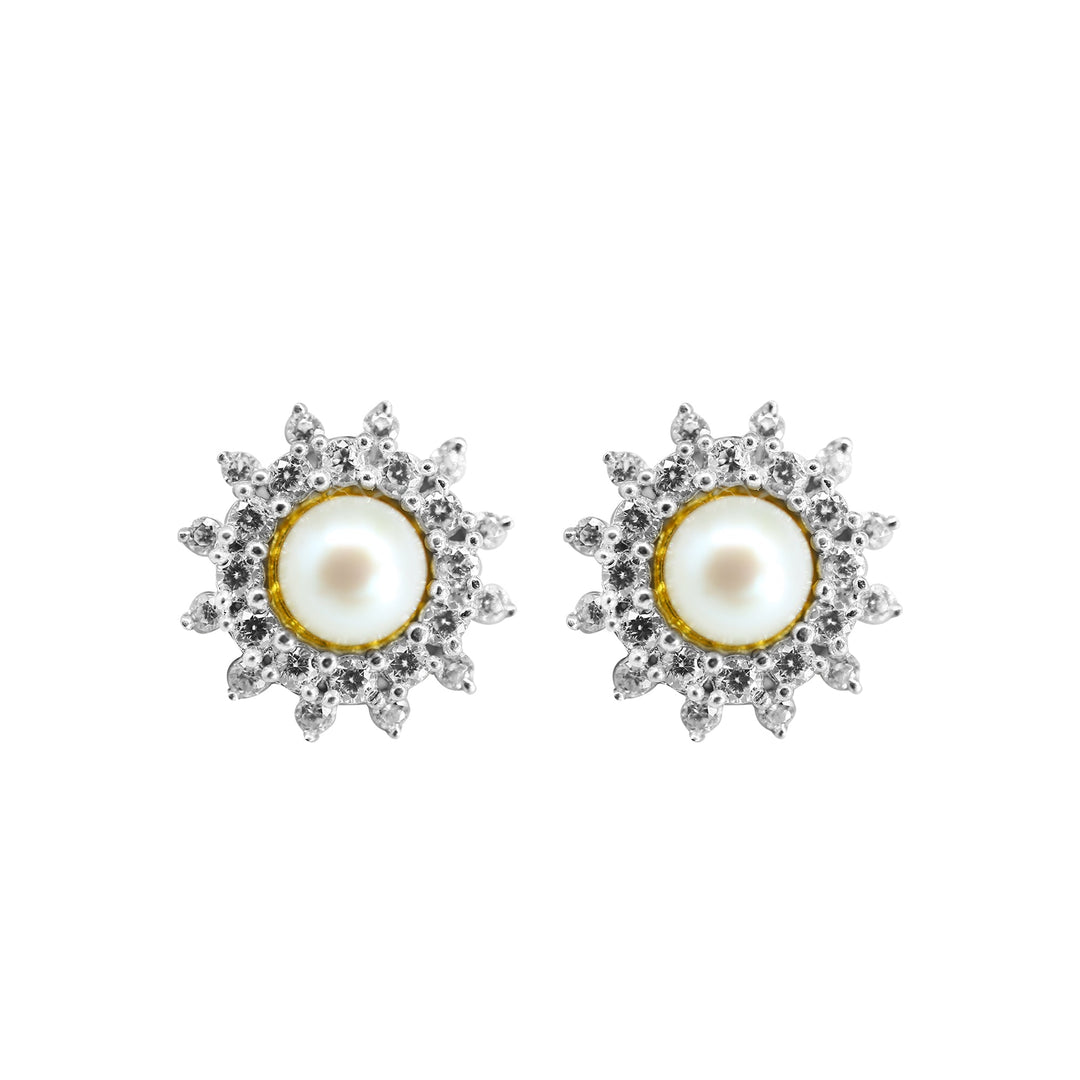 Gold Stone and Pearl Earrings -GTP2085