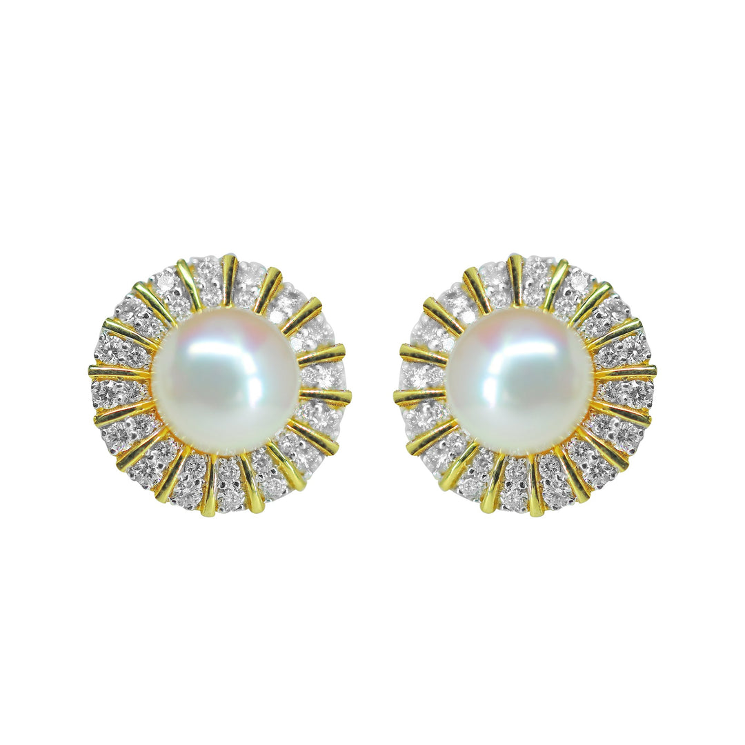 Gold Stud with Pearl and Diamond - GTPD213