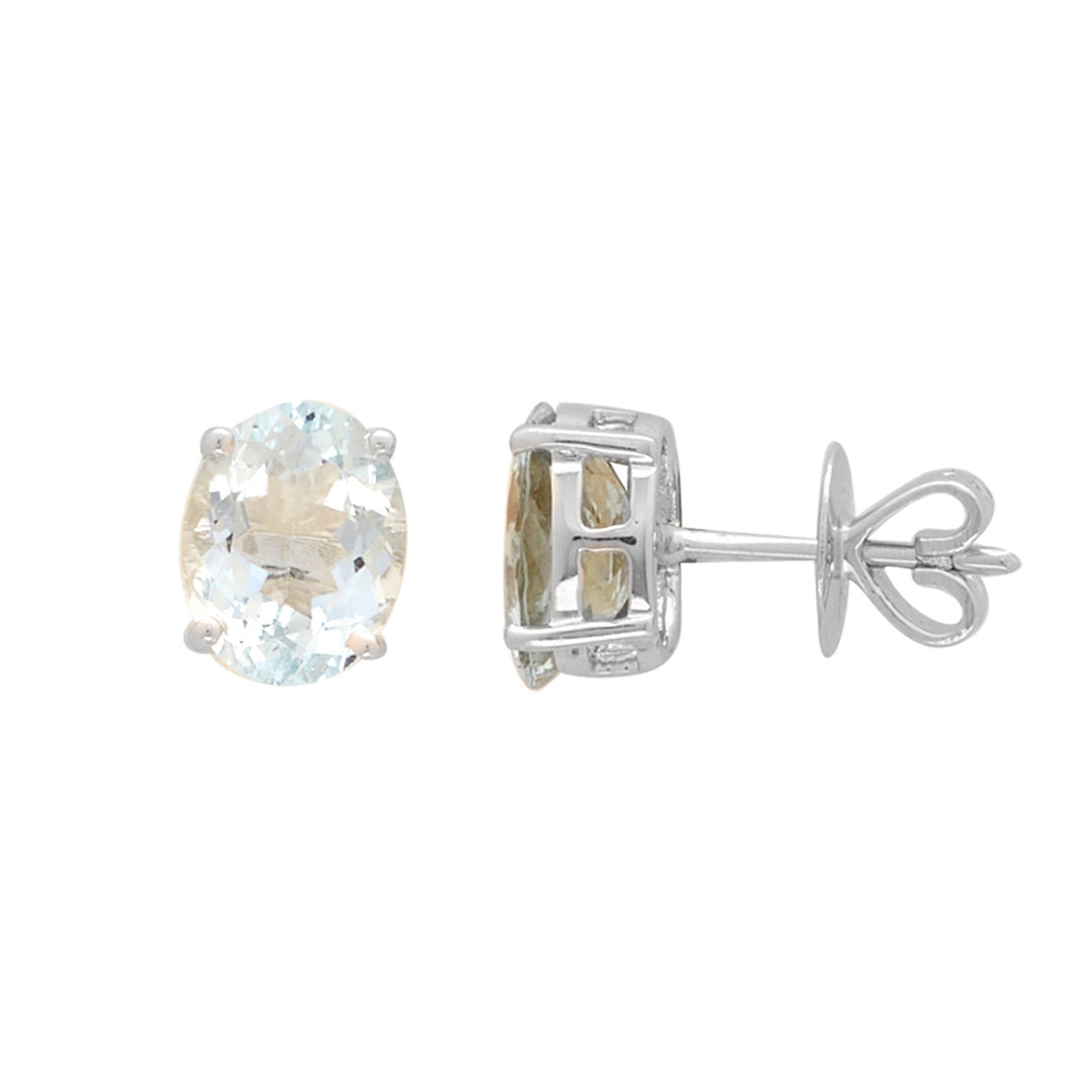 Gold Plain Aquamarine Semiprecious studs-GTSP684